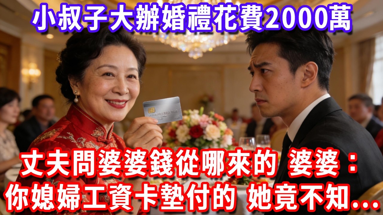 小叔子大辦婚禮花費2000萬，丈夫問婆婆錢從哪來的，婆婆笑著説：用你媳婦工資卡墊付的，她條件好理應幫襯！她竟不知...#深夜講故事#為人處世#生活經驗#情感故事#故事#小說#戀愛#情感#婚姻