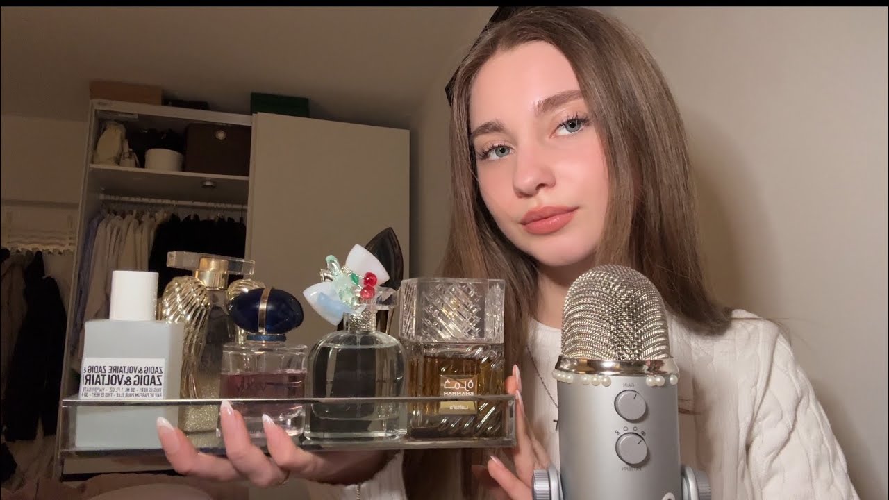 ASMR My Perfume Collection 💗 Part 2 (glass tapping, spraying sounds, close up)