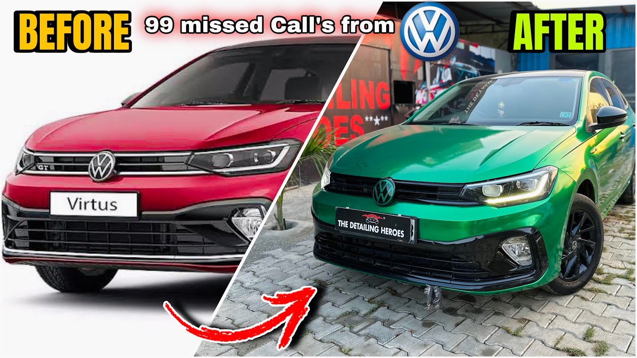 Volkswagen Virtus After Wrap installation🔥| Radio Active Green Colour😍