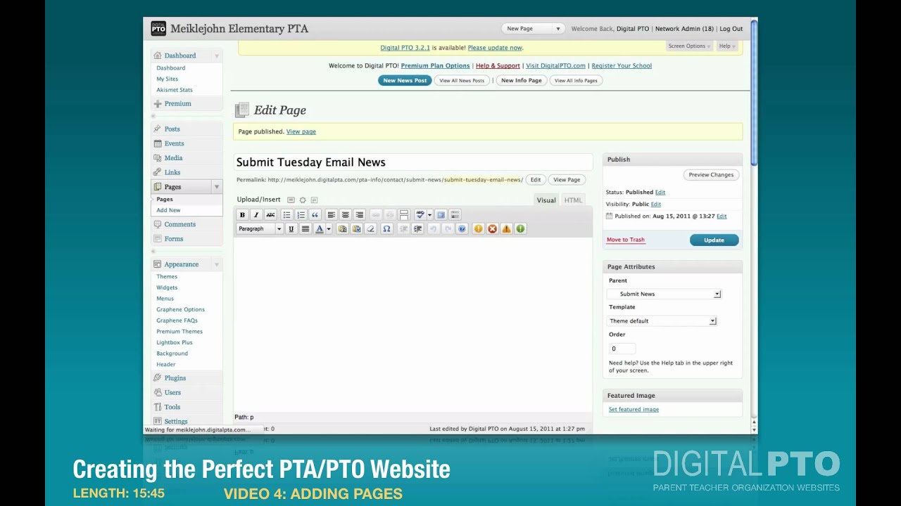 PT4 - Adding Pages - Building the Perfect PTA Website