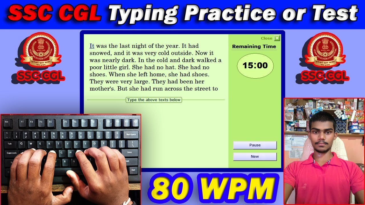 SSC CGL Typing Practice or Test, 80 WPM English Typing Speed with 100% Accuracy #raushantypingmaster