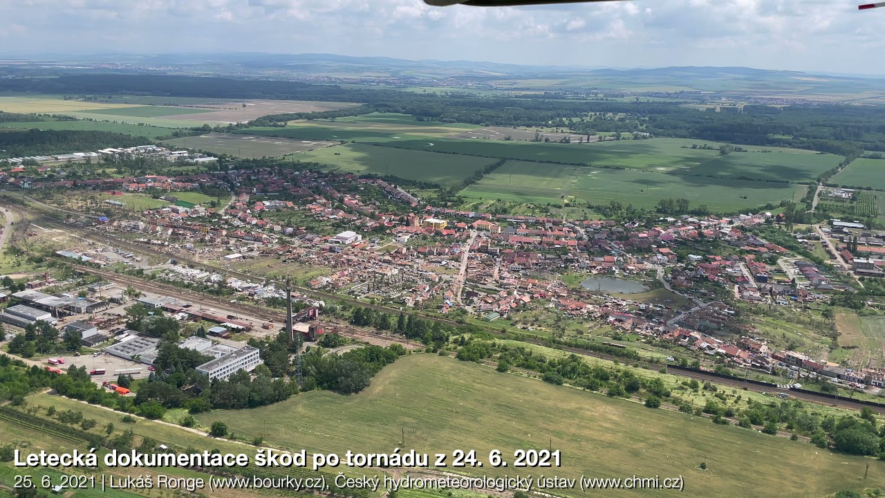 Letecká dokumentace škod po tornádu na Moravě z 24. 6. 2021