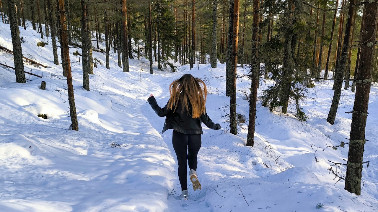 Snowy Mountain Forest Walk | Slippery Trail & Spring Birds Singing | 4K 60 fps