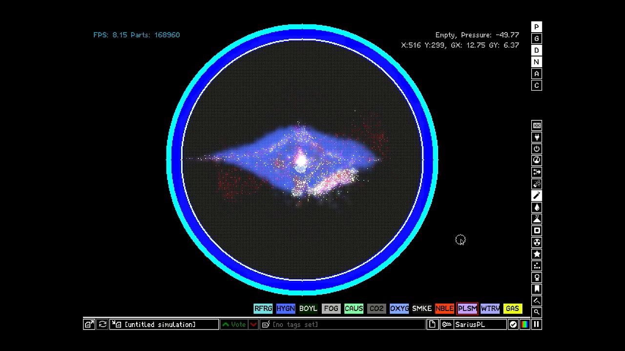 Powder Toy - Fusion Reactor V2 - Making electricity and black hole