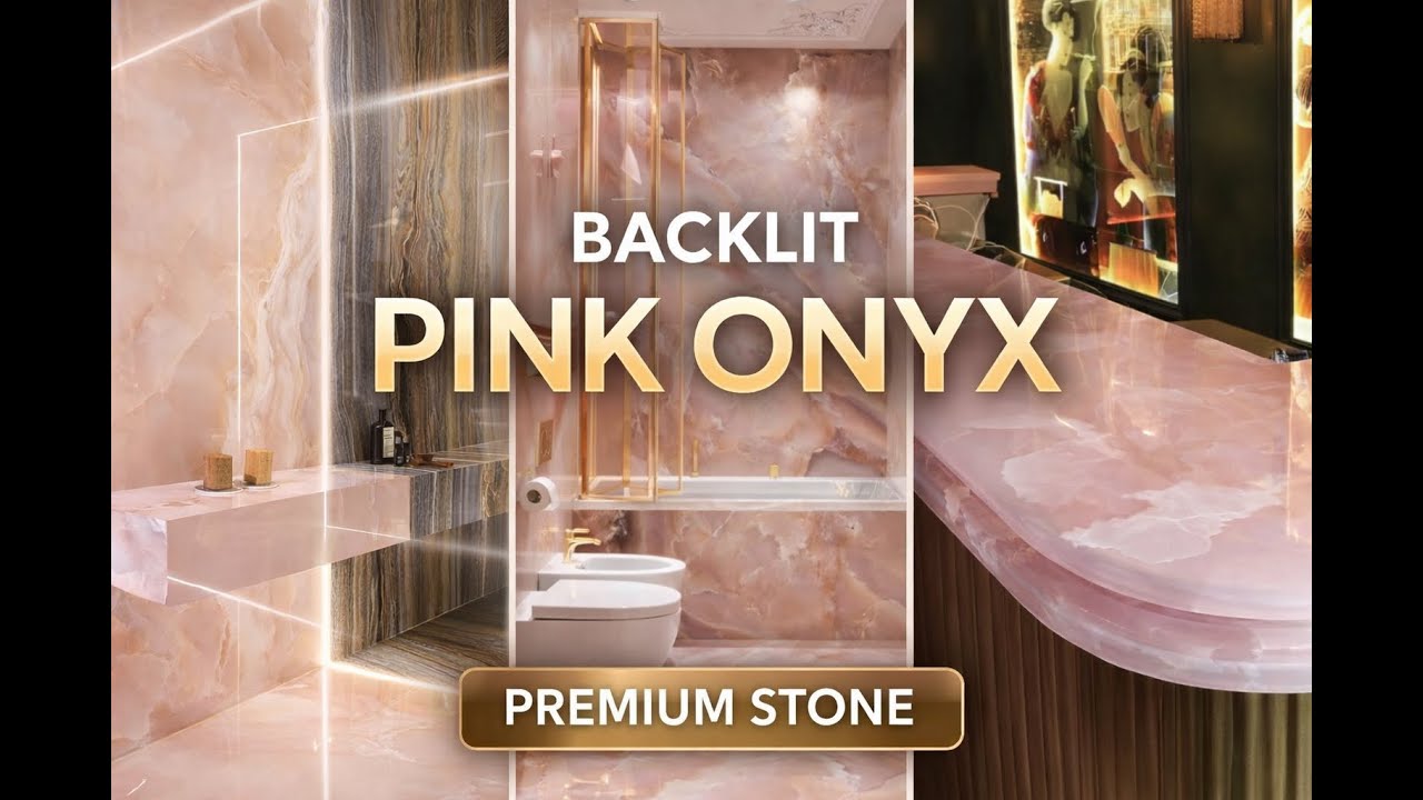 Pink Onyx Slabs & Backlit Countertops | Luxury Natural Stone for Elite Interiors