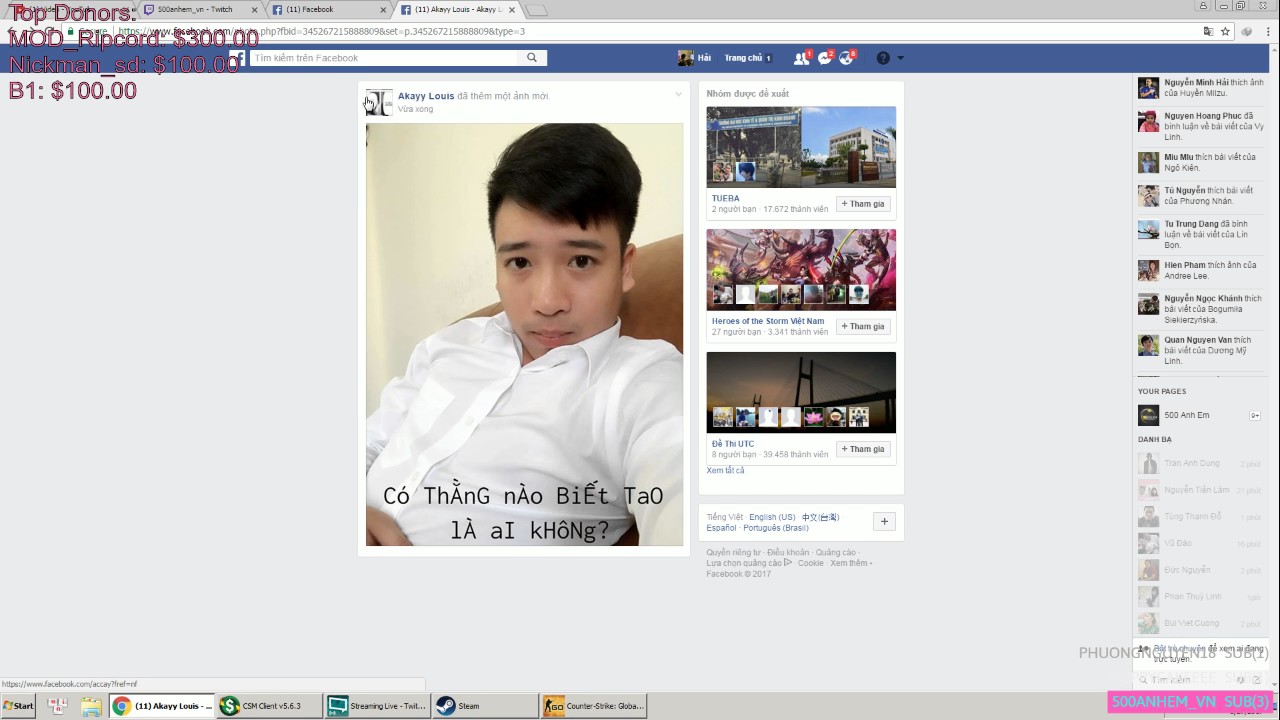 Caster bomman với Drama Tú Đô la và Cường Heo