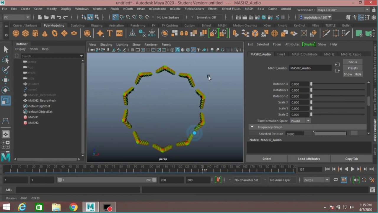 Учебное пособие по аудиоэффектам Autodesk Maya 2020-Mash для начинающих