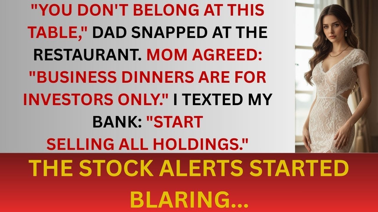 Parents Kicked Me Out of a Business Dinner… They Forgot I Was the Major Shareholder