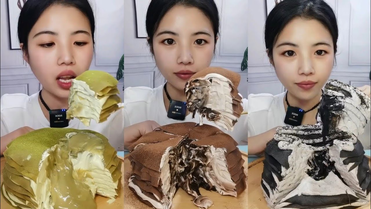 ASMR Chinese Dessert Show💝Layered Chocolate Crepe Cake,Cream Cake Mukbang | Eating Sounds #asmr#food