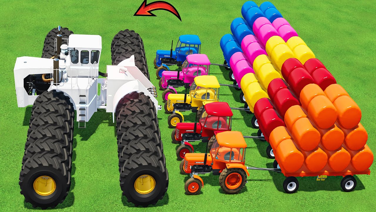 KING OF TRACTORS! 24 WHEELS BIG BUD vs MINI URSUS TRACTORS | HAY BALING w/ MEGA TRACTORS | FS22