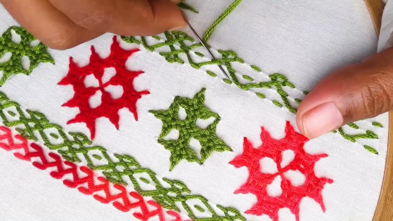 Hand embroidery border design tutorial very easy design