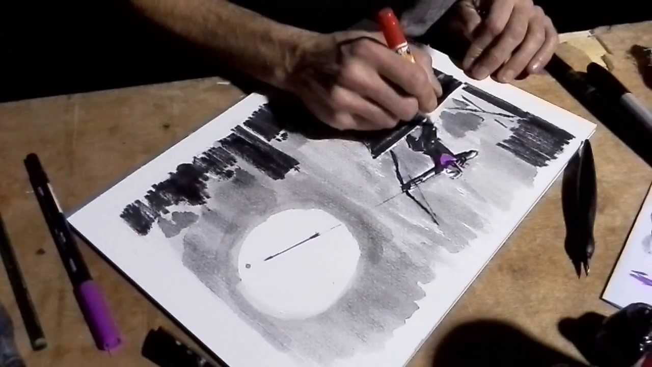 Thought Bubble 2013 - David Aja sketching me Hawkguy 4/4.