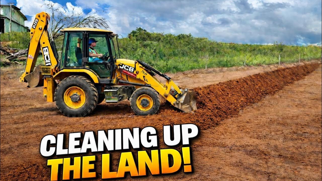 CLEANING UP THE LAND! JCB 3CX Raw Power at Work 💪🚜 #HeavyMachinery #JCB