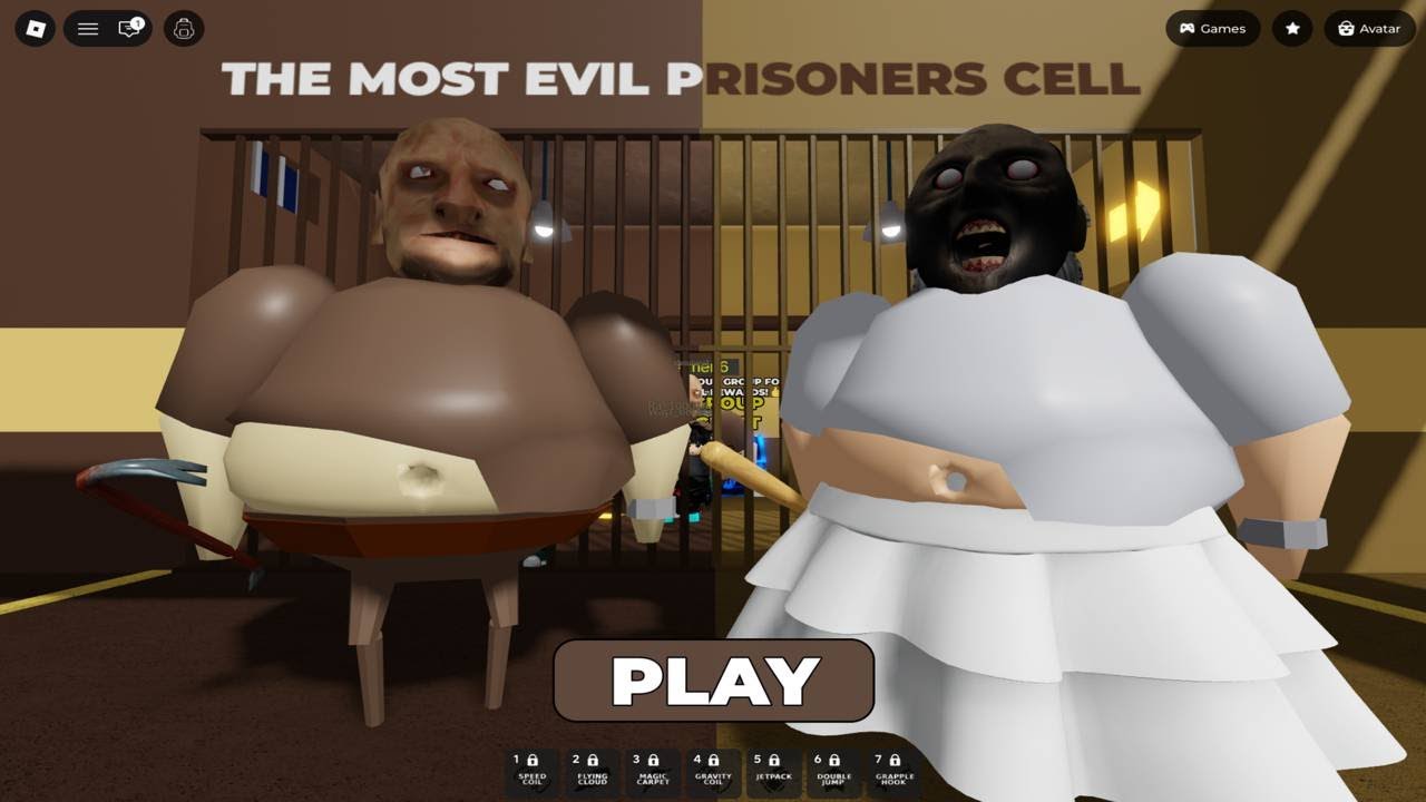 Бабушка против дедушки: тюремный забег! Обби Roblox! Прохождение игры без смертей, 4K