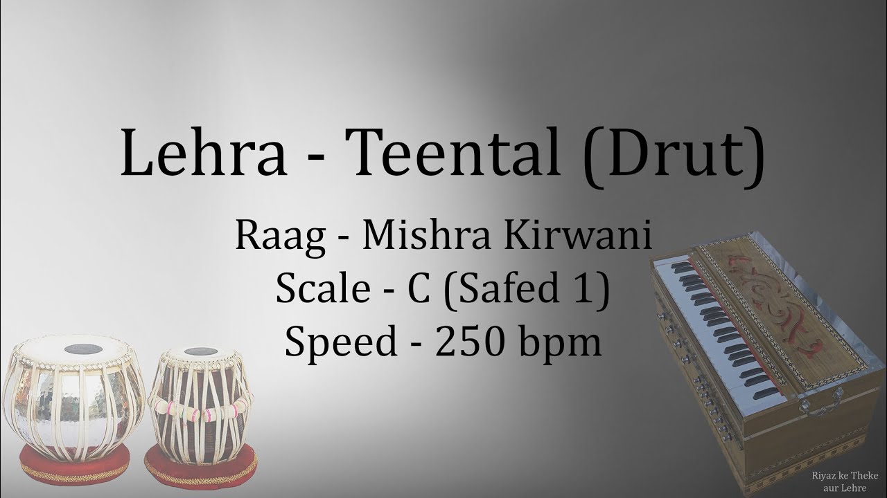 Best Live Lehra in Drut Teental | Lehra in Raag Mishra Kirwani | 250 bpm | C Scale | Safed 1 |सफेद १