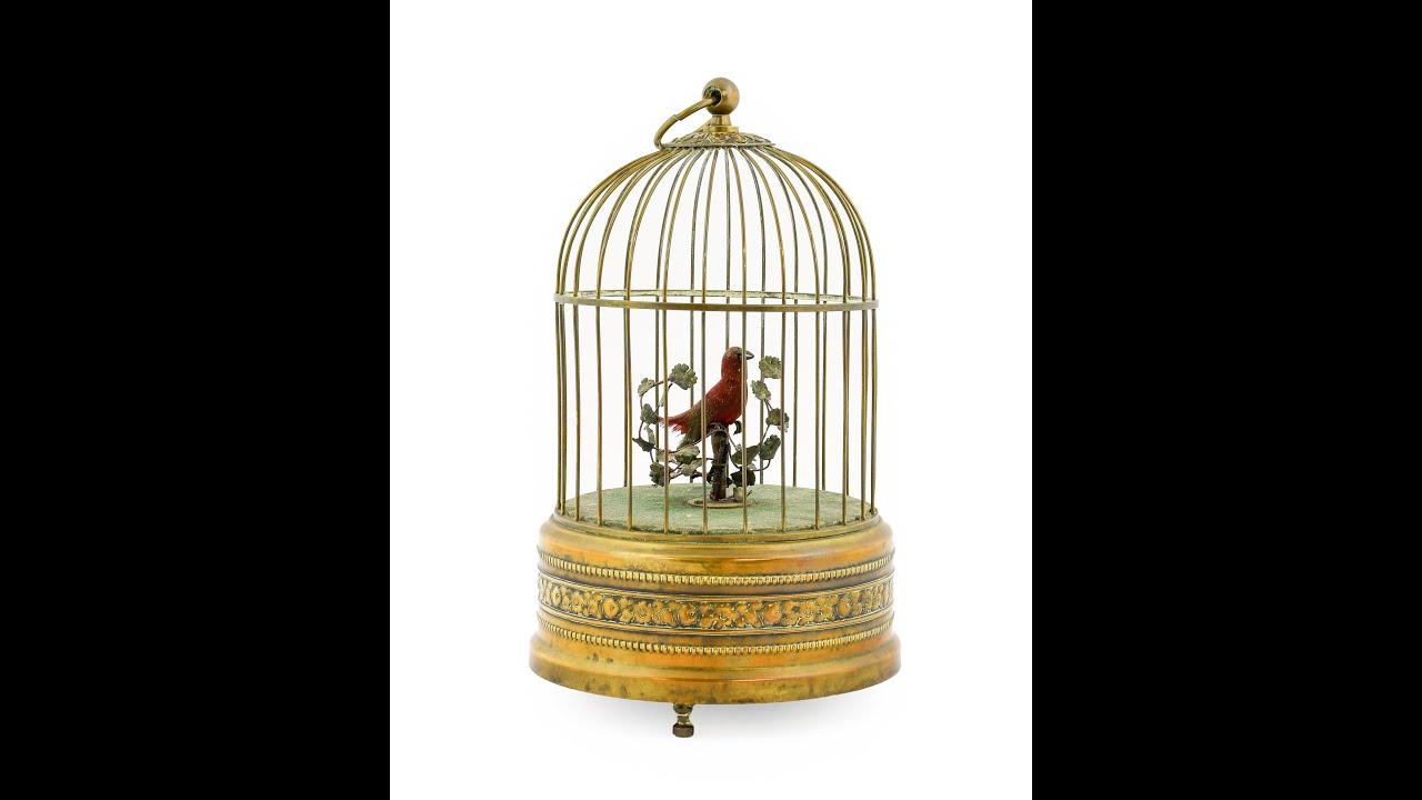 A Clockwork Automaton Singing Bird in Cage