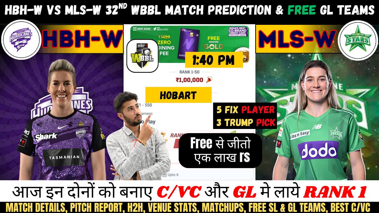 HB-w vs MS-w Dream11 Prediction, Hobart Hurricanes vs Melbourne Stars WBBL Dream11 Team Today