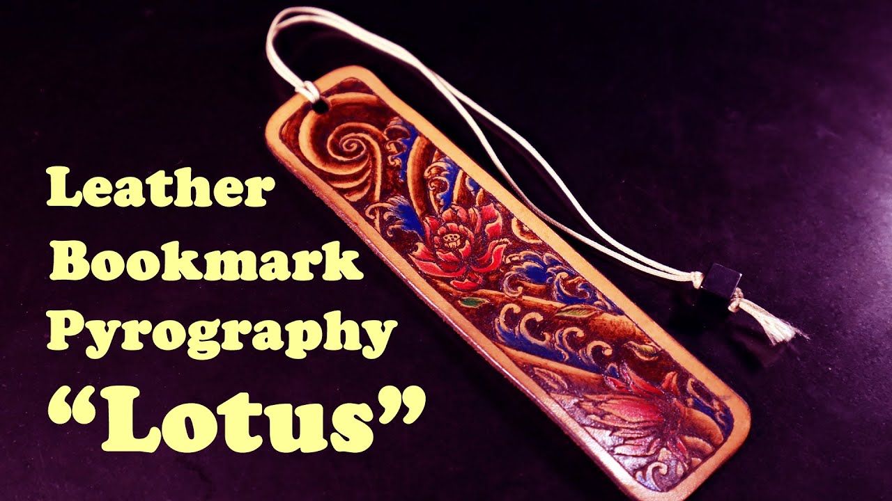 Leather Bookmark | Pyrography | lotus