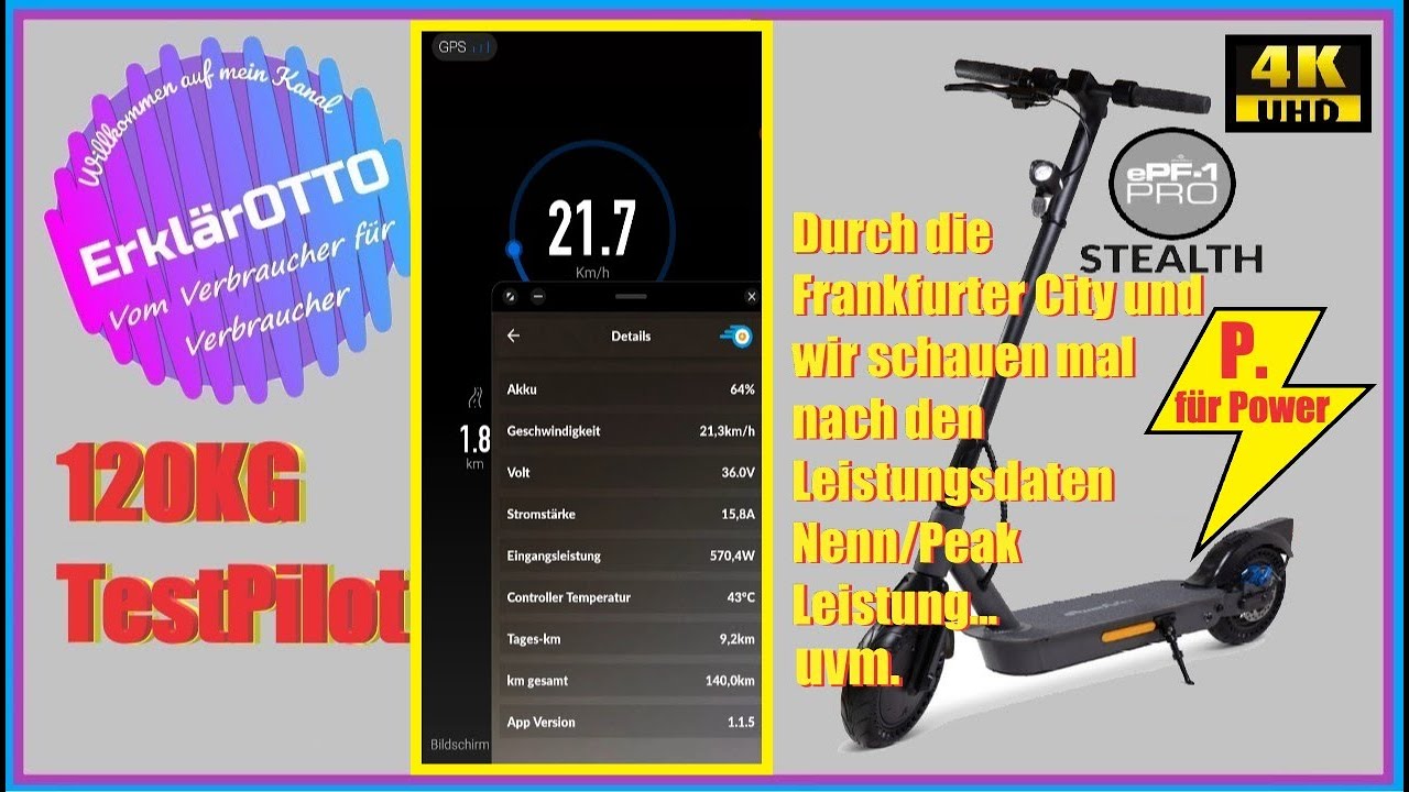 ePF-1 Pro 11,6Ah ⚡🛴💨 🔋Leistungs Test🔋 E-Scooter mit ABE Straßenzulassung ⚡🛴💨120KG TestPilot