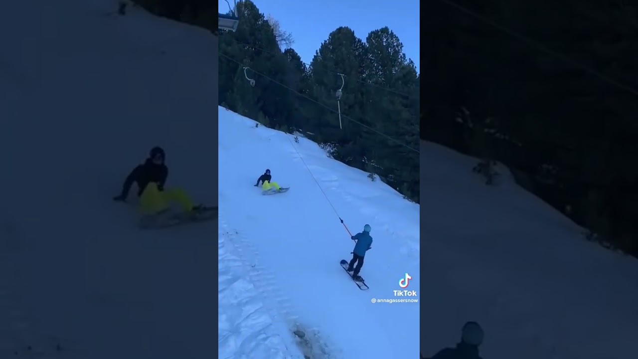Ski lift fail - credit @annagassersnow on TikTok #ohno #funny #fail