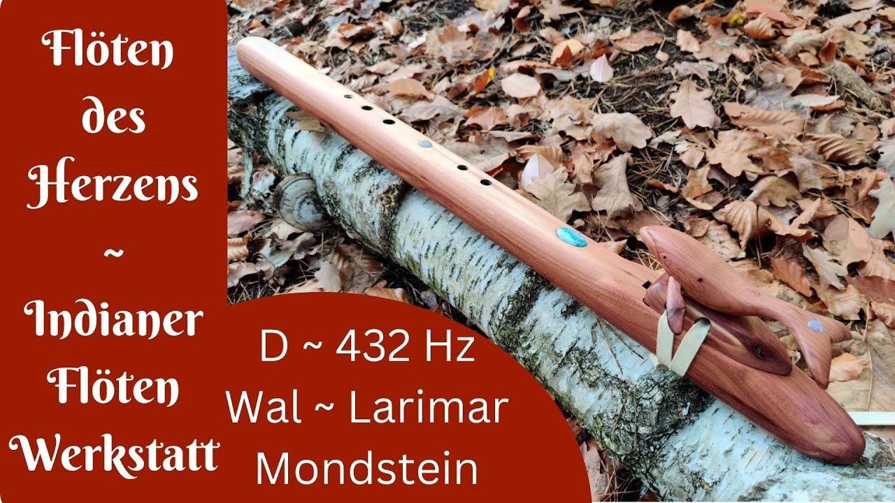 Indianerflöte D~432 Hz mit Blauwal ~ Larimar ~ Mondstein