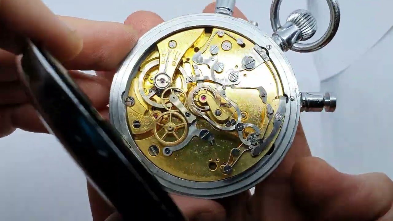 Omega Chronograph Rattrapante split second Stop Pocket watch Omega cal 1520 Lemania manufacture