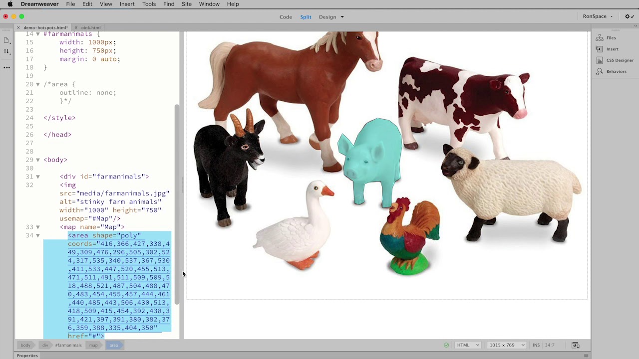 Web Design Basics | Dreamweaver | Creating Interactive Hotspots on an Image