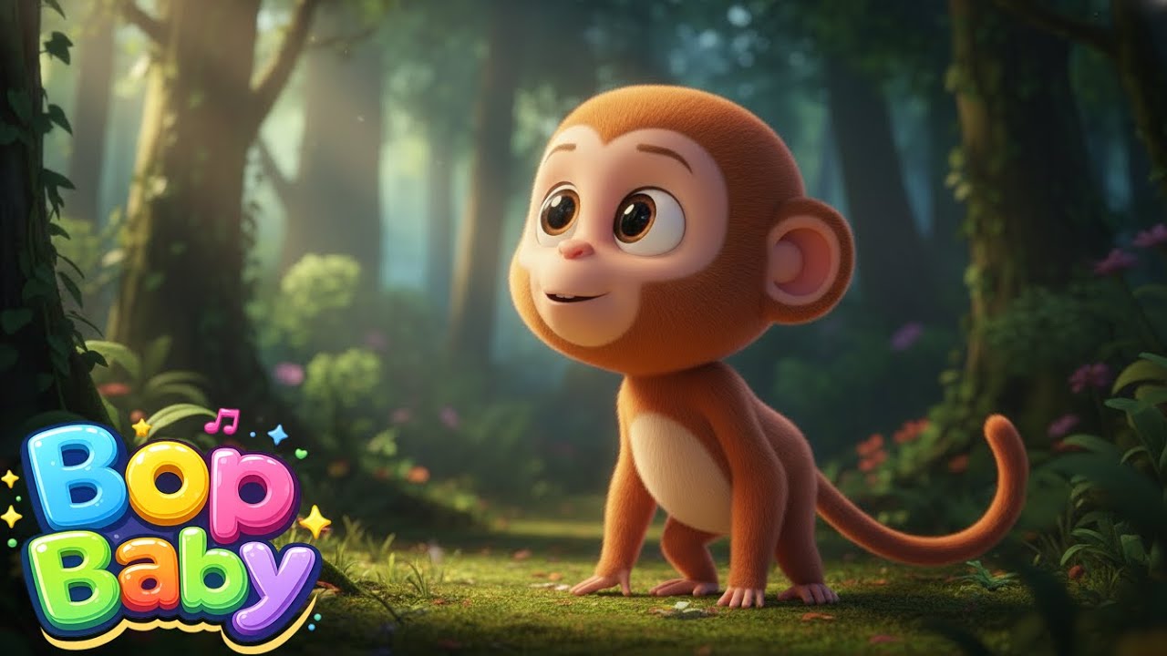 Five Little Monkeys in the Forest 🐒🌳 | Fun Kids Song | Nursery Rhyme Story | Bop Baby