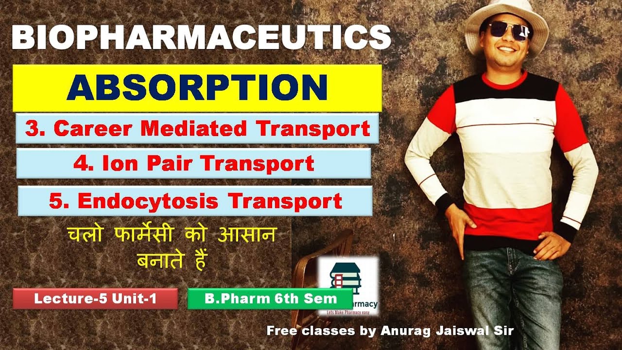 Career Mediated + Ion Pair + Endocytosis Transport Methods | L-5 Unit-1 6th Sem | Biopharmaceutics