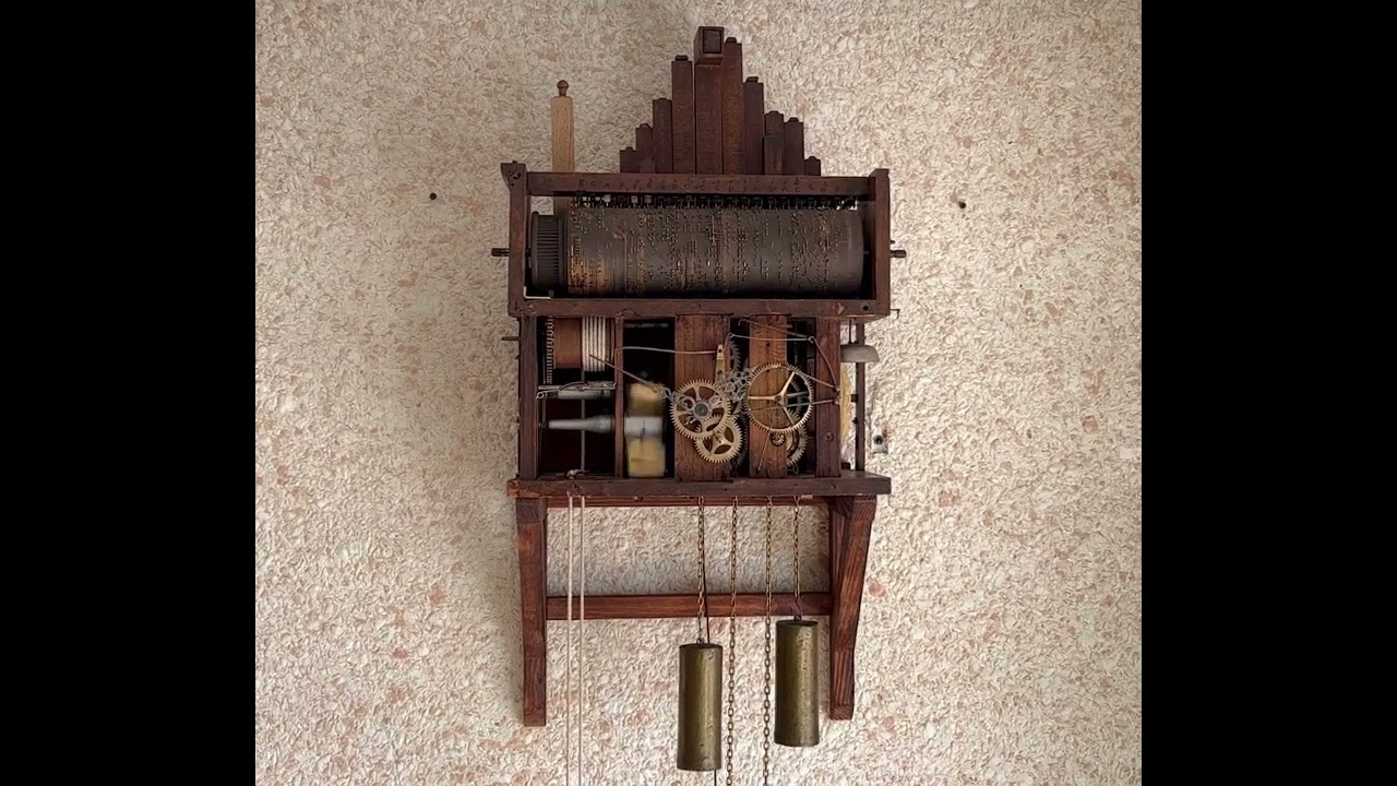 Musical Black Forest flute clock playing all 8 tunes
