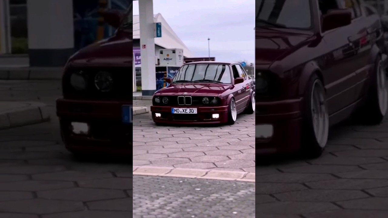 red & black bmw 325i passing the petrol station (Gusheshe) #stance #bmw #325i #gusheshe