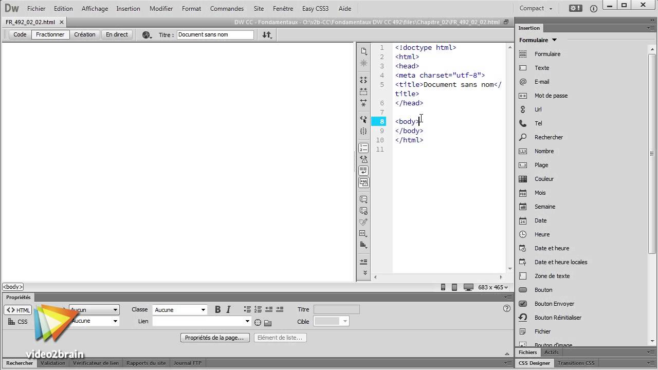 Tutoriel Dreamweaver CC : Quels sont les &eacute;l&eacute;ments de base des formulaires ? | video2brain.com