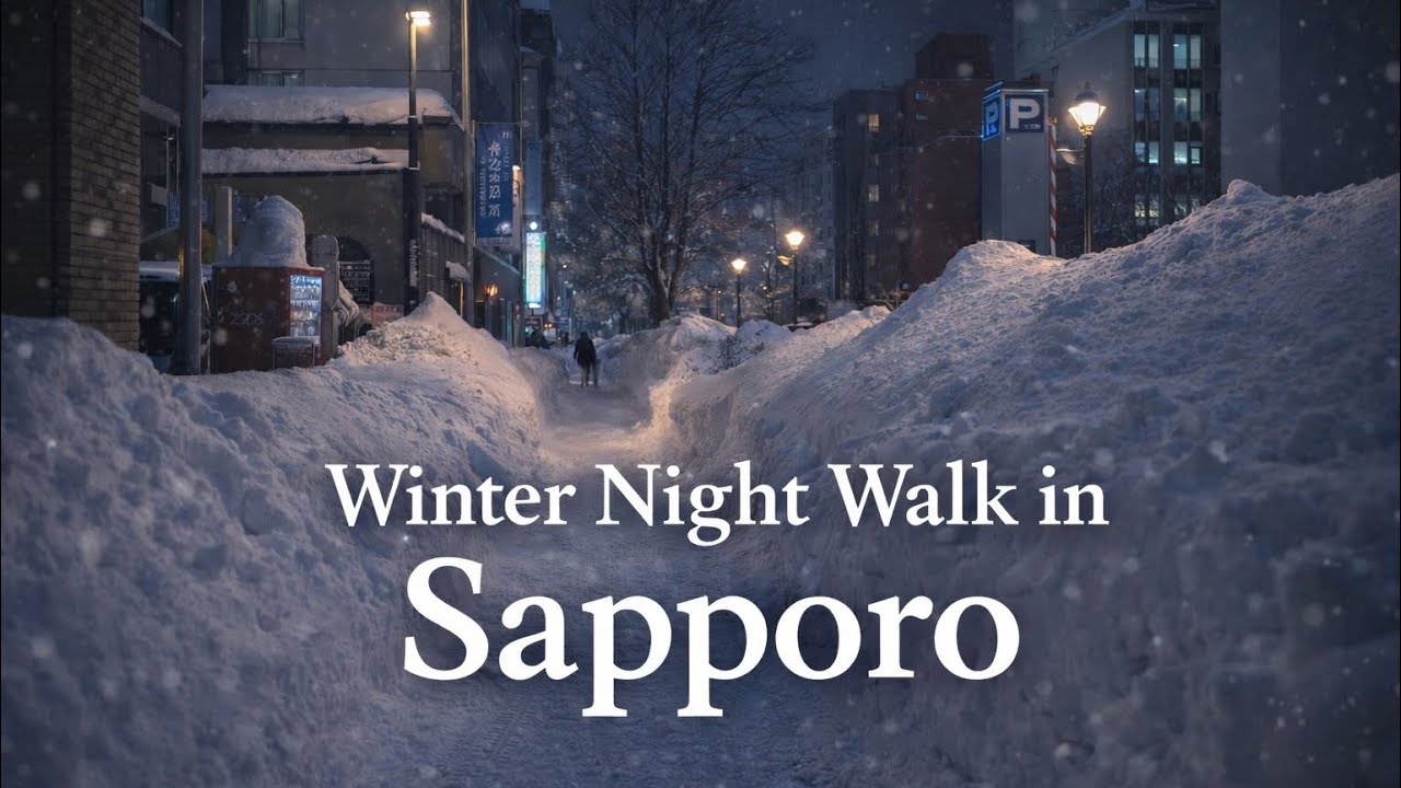 Heavy Snow Walk in Sapporo | Quiet Night Walk 4K