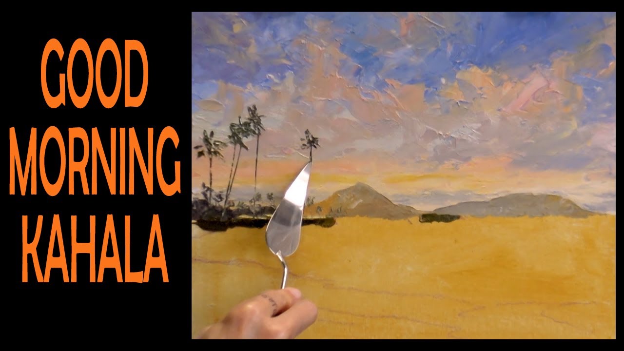 Good Morning Kahala ~ Beach Hotel & Resort Oahu Hawaii  - Lisabongzee Palette Knife Oil Painting