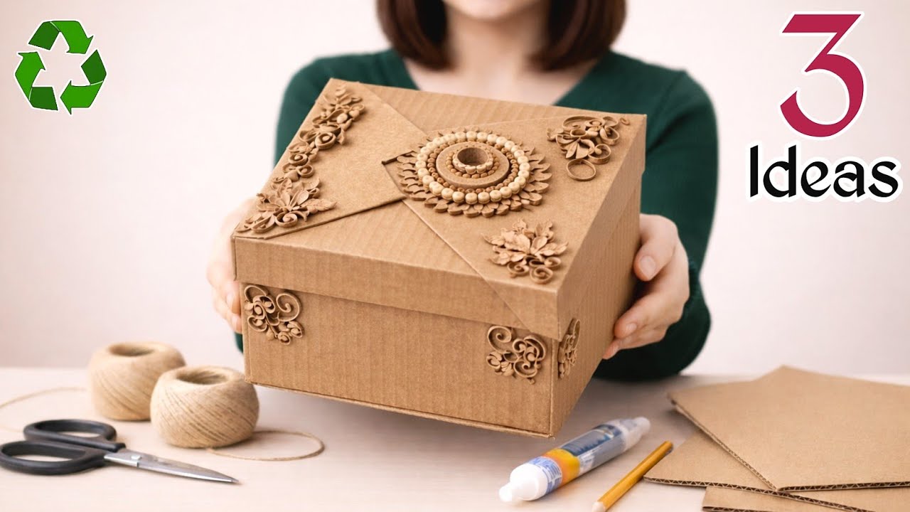 3 CREATIVE Ways to Transform Waste Cardboard into Beautiful Crafts ♻️😉|| 