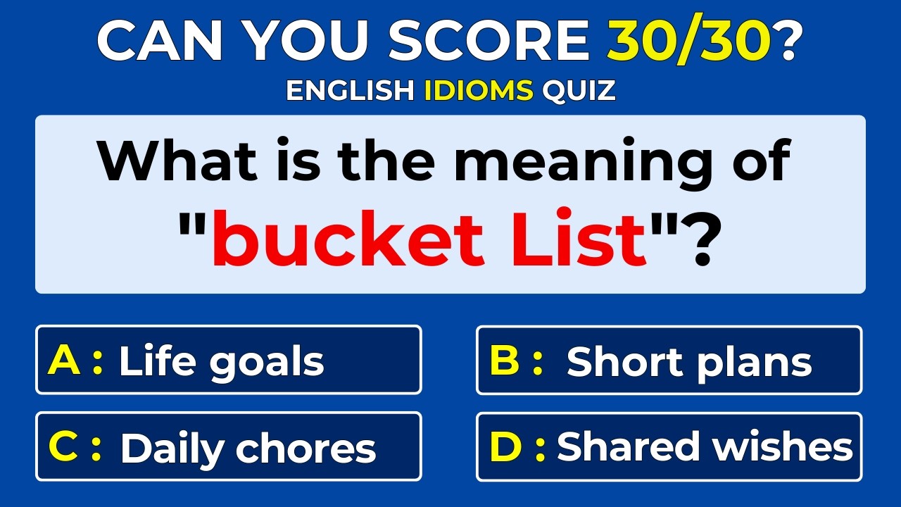 English Idioms Quiz | Can You Score 30/30? #Challenge 67