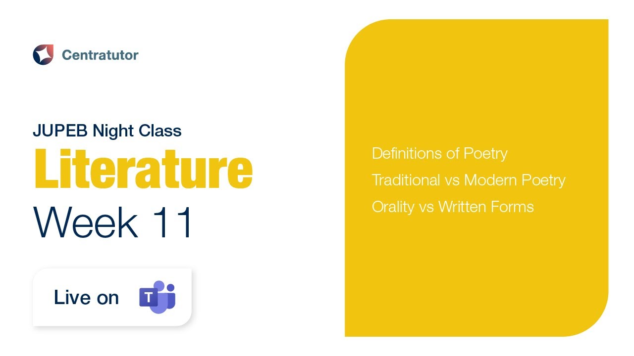 JUPEB Literature Night Class 2025 - Week 11
