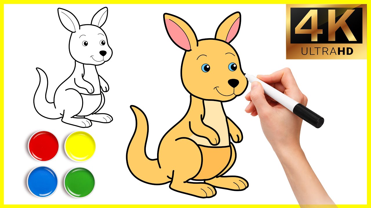 🦘 Cute Kangaroo Drawing for Kids ✏️| Easy Step-by-Step Tutorial 🎨✍️