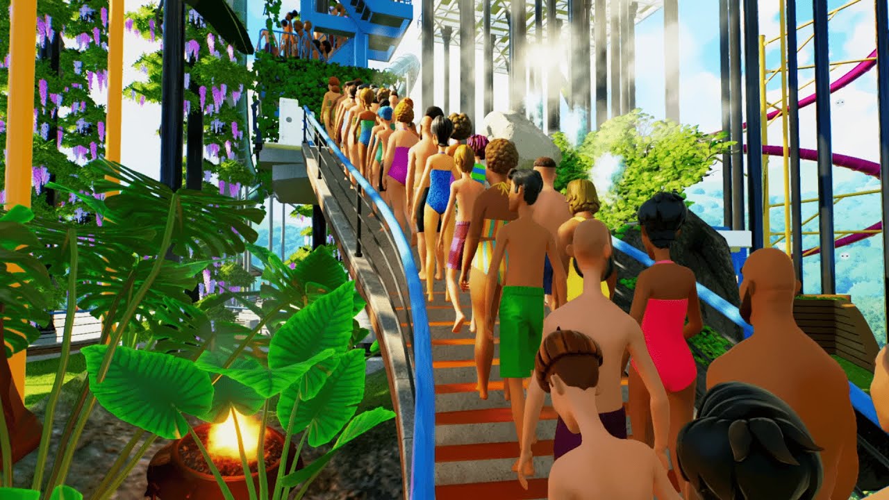 Everyone wants to ride these Crazy Water Slides🎢! [Planet Coaster 2]