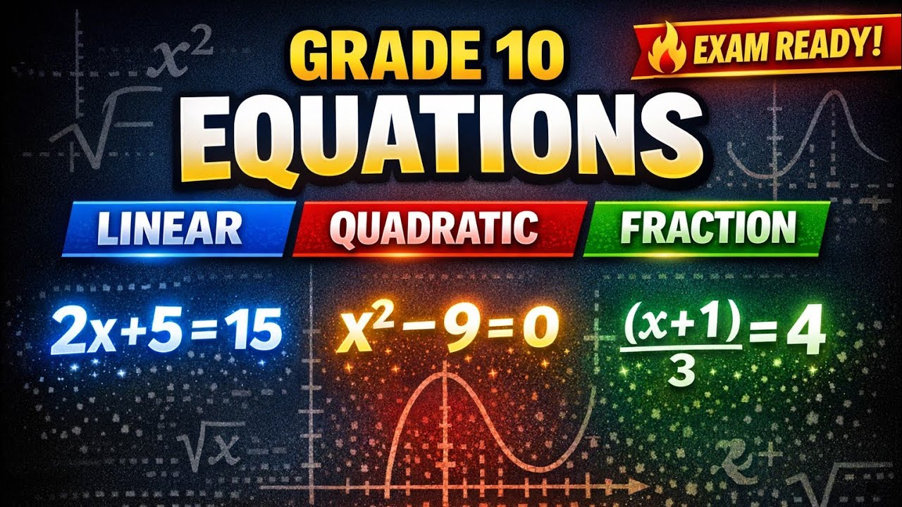 Linear Equations, Quadratic Equations and Fraction Equations with Exponential Equations