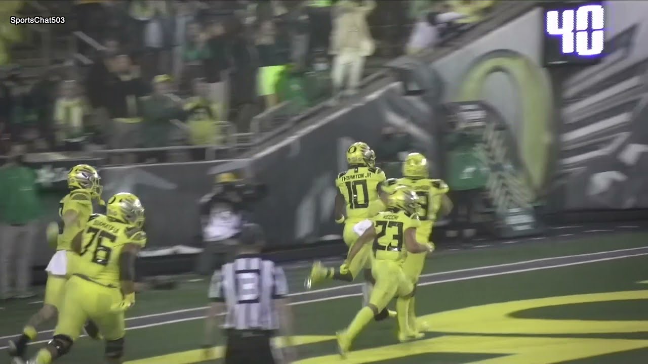 Dont'e Thornton's 1st Oregon TD from Ty Thompson & Cristobal's Reaction to Troy Franklin's Injury