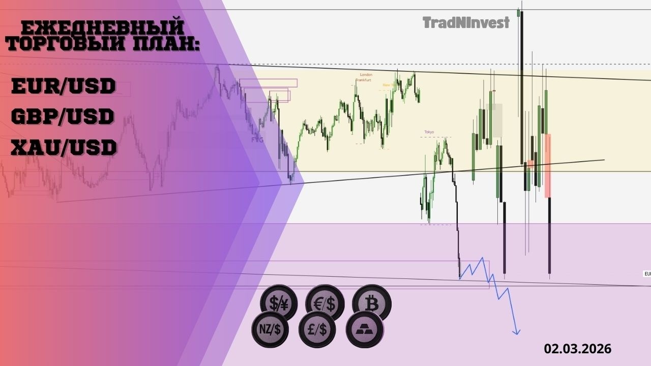 Готовый торговый план на сегодня ( 2 Марта 2026)—EUR/USD, GBP/USD, XAU/USD