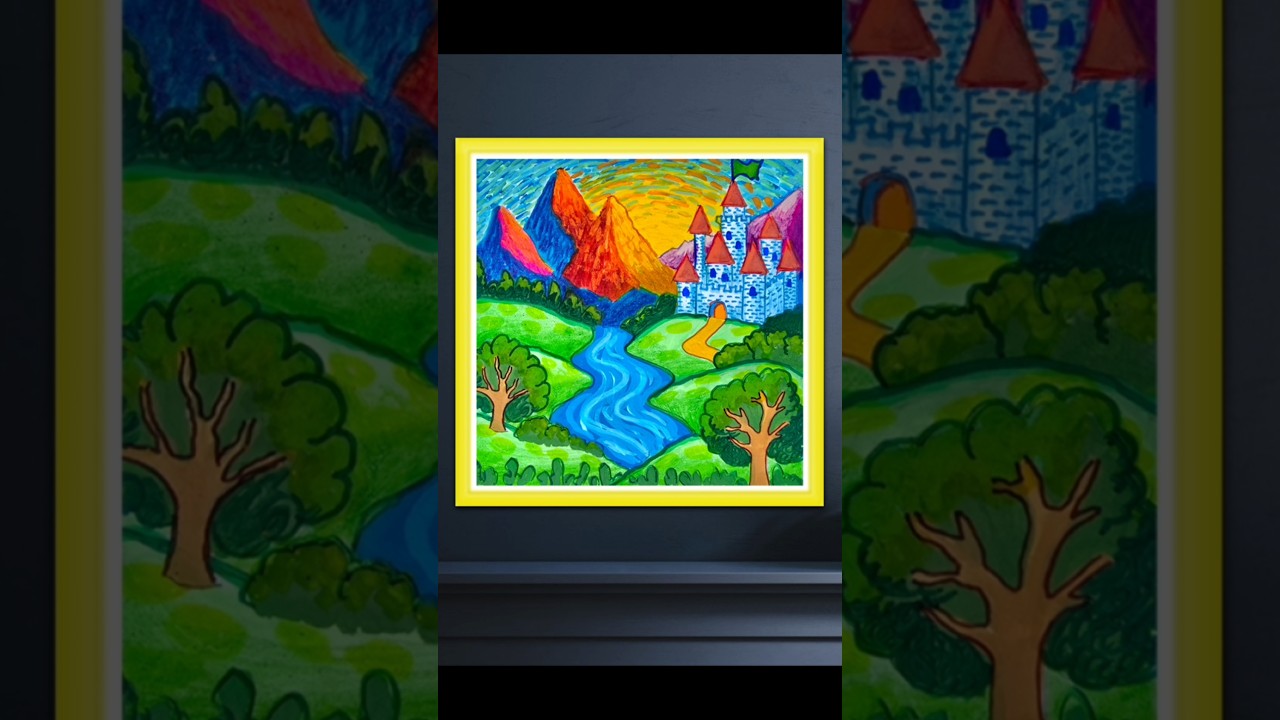 Relaxing Drawing of a Castle. Easy Art Idea for Kids #drawingforkids #castlearts #artforkids