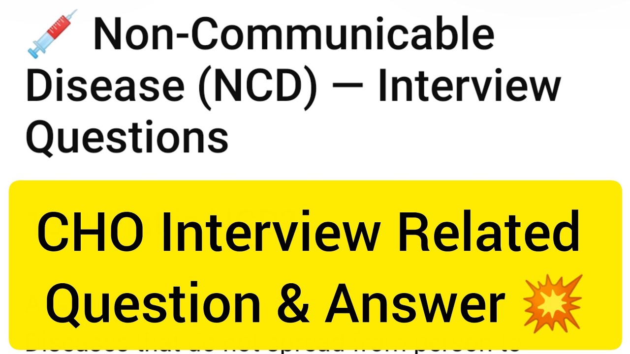 WB CHO Interview  Related Questions with Answer💥💥💥NCD related Questions 💥💥