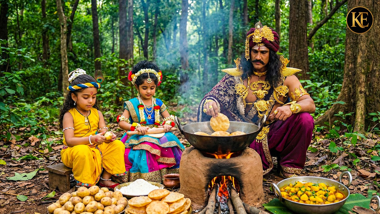 कंस मामा ने राधा और कान्हा के लिए जंगल के बीच में चूल्हे पर पूरी-सब्जी बनाई || YMKN ||