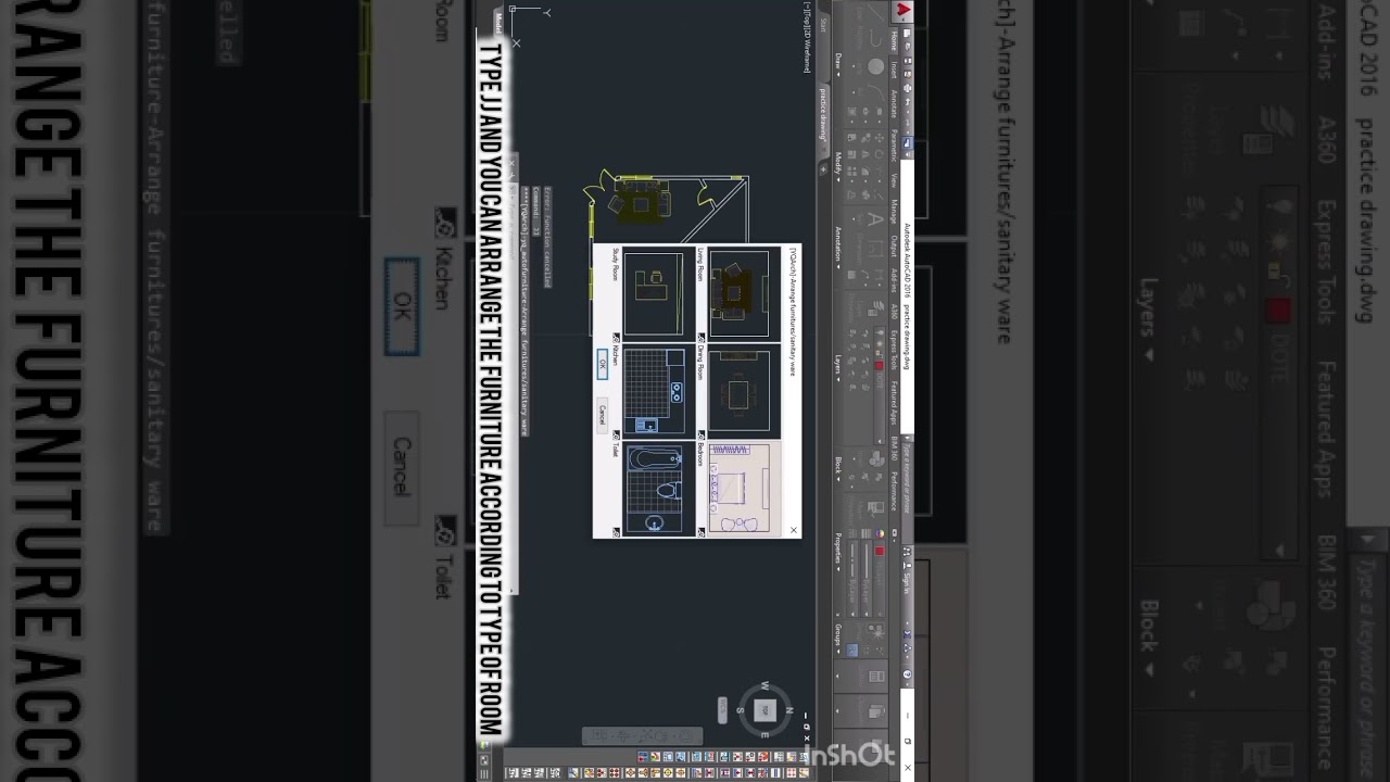 making furniture objects in yqarch plugin  in auto cad type jj for active 