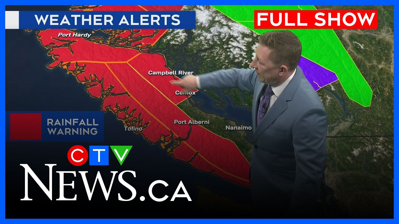 Предупреждения о сильных дождях по всему острову | CTV News Vancouver Island | 16 марта 2026 г.