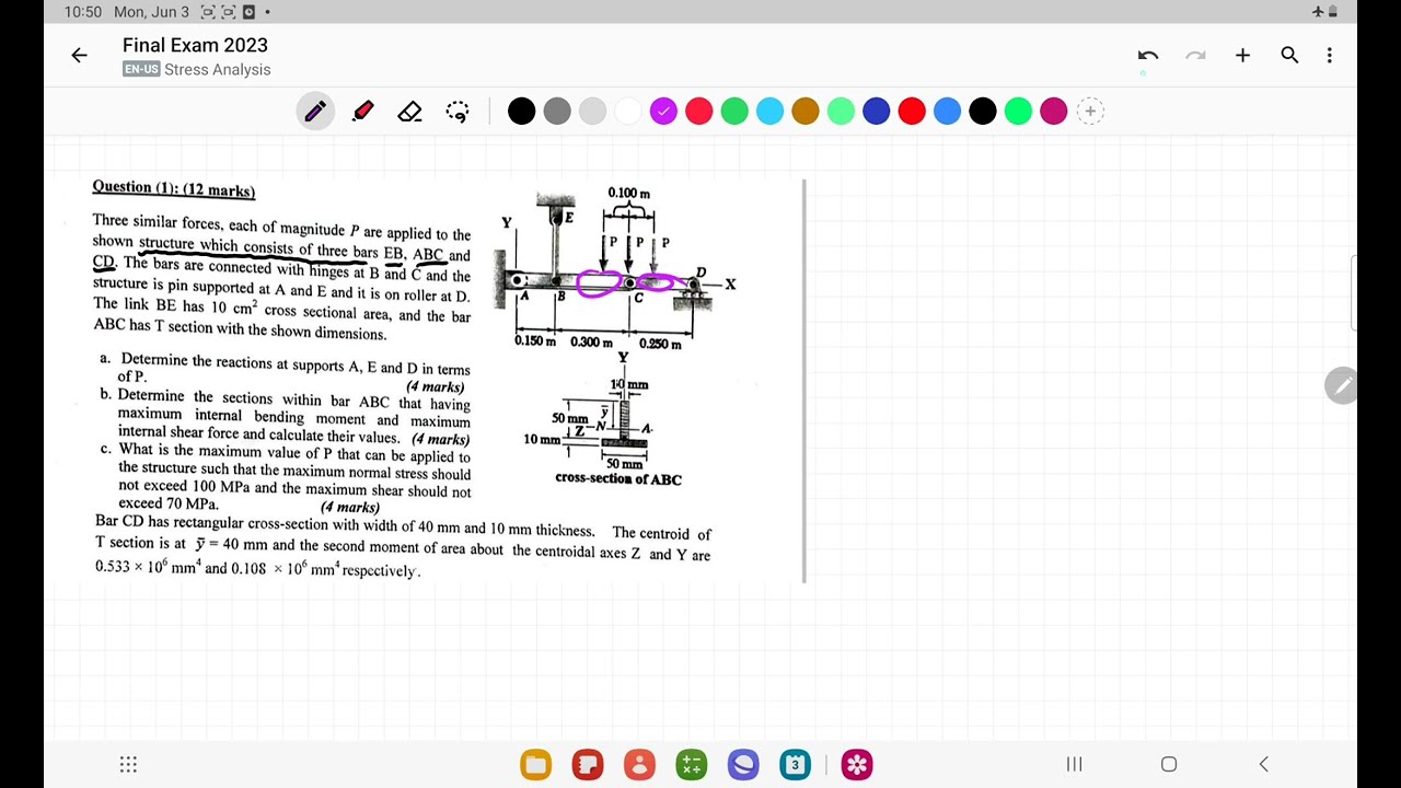21- Stress Analysis - Cairo University - Final Exam 2023