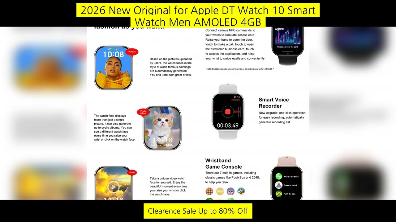 2026 New Original For Apple Dt Watch 10 Smart Watch Men Amoled 4Gb Memory