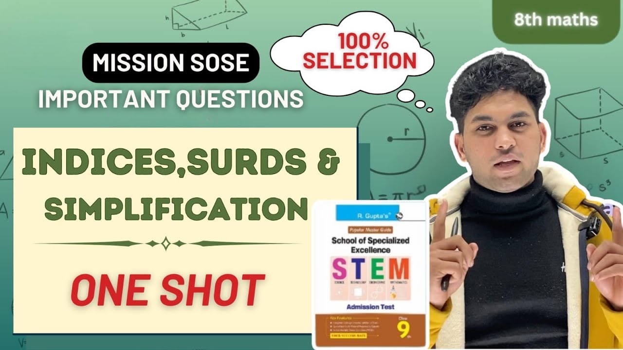 INDICES , SURDS & SIMPLIFICATION | CLASS-8th &9th | MATH | VIVEK SIR